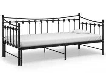 vidaXL Sofa z wysuwaną ramą łóżka, czarna, metalowa(SKU:324758)