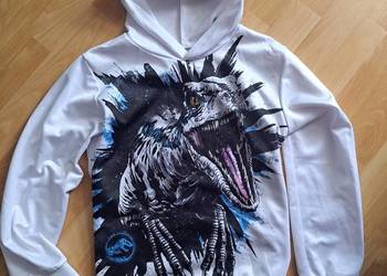 Bluza z dinozaurem biała chłopięca 152-158