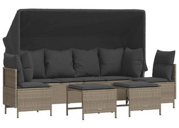5-cz. zestaw mebli do ogrodu poduszki jasnoszary rattan PE WM-3261556