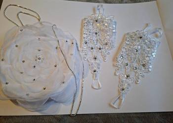 Torebka komunijna różyczka I rękawiczki