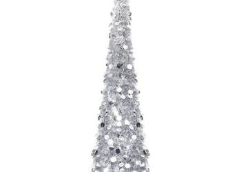 vidaXL Składana, sztuczna choinka, srebrna, 180 cm, PET（SKU:320993）