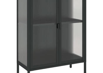 Szafka czarna 75x35x105 cm szkło i stal WM-353003