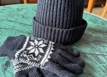 Komplet zimowy czapka i rękawiczki damski lub młodzieżowy unisex czarny