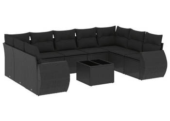 10-cz. zestaw wypoczynkowy do ogrodu poduszki czarny rattan PE WM-3254142
