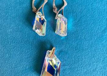Komplet biżuterii wisiorek kolczyki Swarovski Crystal srebro