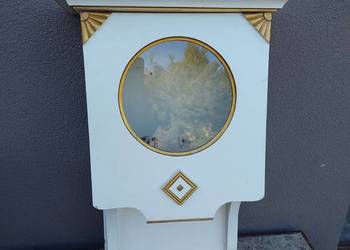 Szafka secesyjna ze skrzyni zegara stara biel około 1910 roku F070