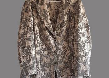 Zestaw damska elegancka brązowa marynarka z długim rękawem z bluzką 48/4XL