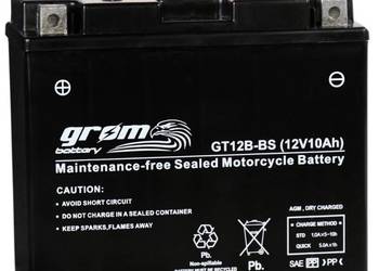 Akumulator motocyklowy 12V 10Ah 180A  GROM GT12B-BS YT12B-BS