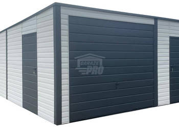 Garaż blaszany 5x6m brama  uchylna - 2x drzwi dach GP679