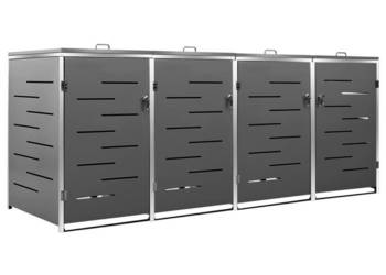 vidaXL Osłona na 4 kosze na śmieci, 276,5x77,5x112,5 cm, stalowa(SKU149557)