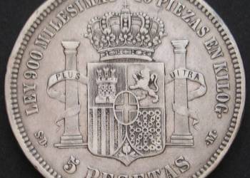Hiszpania 5 peset 1871 - Amadeo I - srebro -