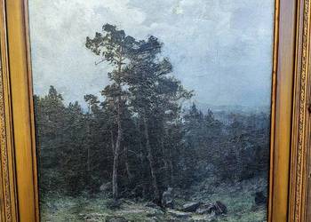 Stary obraz olejny Ruczaj leśny