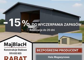 OBNIŻAMY CENY -15%  Grafitowy Dwuspadowy Garaż Blaszany  - Maj-Blach