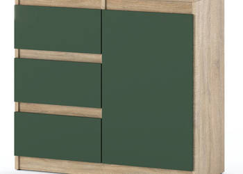 Komoda 3 Szuflady Do Salonu Sypialni Agnes 80cm Sonoma Butelkowa Zieleń