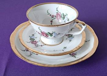Filiżanka Chodzież Trio Róże Złocenia Porcelana PRL Vintage