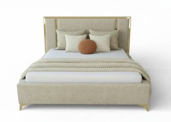 BEŻOWE łóżko tapicerowane 180x200 Gold Złota Srebrna rama