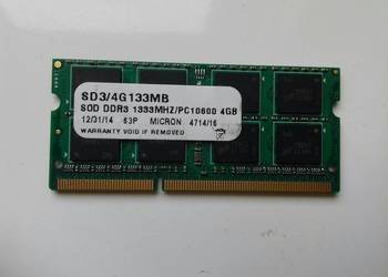 Micron Samsung DDR3 4GB, PC3-10600, SODIMM, 1,5V, 1333MHz, laptopowy, M471B