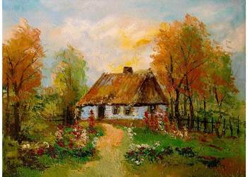 Na wsi obraz olejny 30-40cm