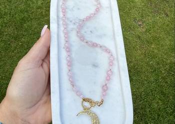 Naszyjnik kamienie naturalne choker kamień naturalny kwarc różowy