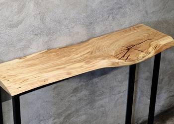 Konsola loft BLAT DĘBOWY NA WYMIAR z naturalna krawędź mal. PROSZKOWO