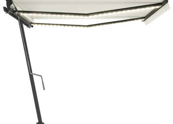 Ręcznie zwijana markiza z LED 450x350 cm kremowa WM-3069842