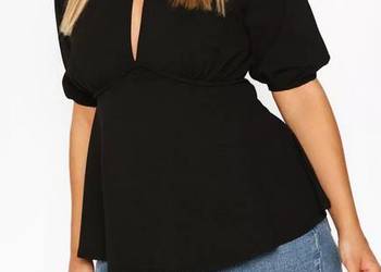 BOOHOO CZARNA BLUZKA TOP Z BUFIASTYMI RĘKAWAMI 3XL