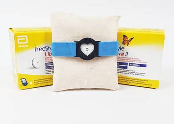 Opaska ochronna na sensor FreeStyle Libre 2 - Serduszko - Niebieska