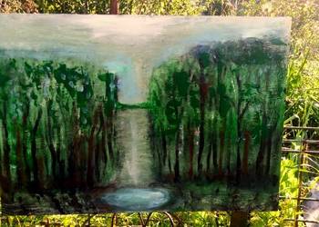 cichy las z jesiorkiem duży obraz