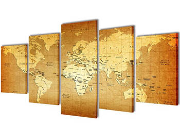 Zestaw obrazów Canvas 200 x 100 cm Mapa Świata WM-241597