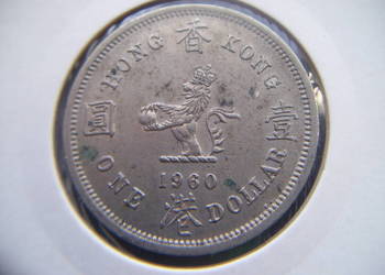 Stare monety 1 dolar 1960 Hong Kong Stare monety 1 dolar 1960 Hong Kong