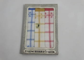 Komplet 3 Ścierki Kuchenne Półlniane SCHACH Vintage Made in Germany Nowe