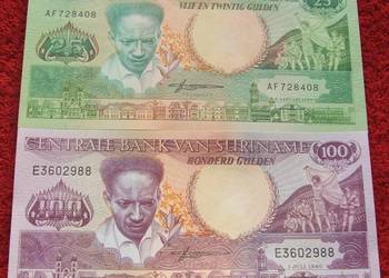 SURINAM Kolekcjonerskie Banknoty Zestaw - 2 sztuki UNC