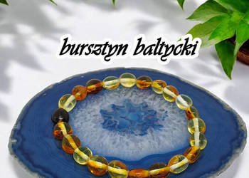 Bransoletka bursztyn bałtycki fasolki koniak cytryna #242