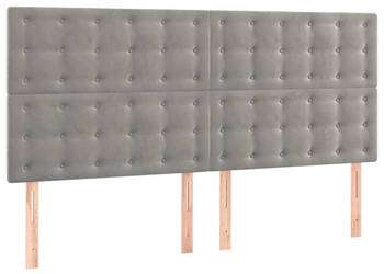 Zagłówek do łóżka z LED jasnoszary 180x5x118/128 cm aksamit WM-3122918