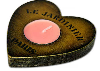 ŚWIECZNIK SERCE drewniany RUSTYKALNY + TEALIGHT
