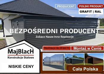 GRAFITOWA Wiata ze Schowkiem wewnątrz /Garaż z Zadaszeniem – Maj-BlacH