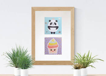 panda plakat a4, obrazek z pandą, plakat z ciastkiem 21x30