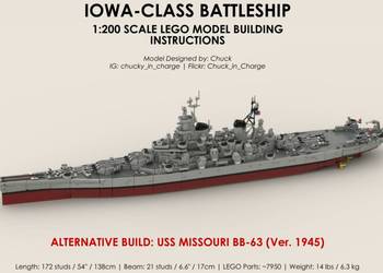 Pancernik Iowa z klocków typu lego skala 1:200 Gigant