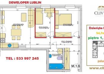 Oferta sprzedaży mieszkania 54.7m2 3 pokoje Lublin