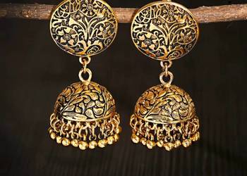 Duże koloczyki kolor złoty boho etno ethnic bohemian jhumki Azja Orient