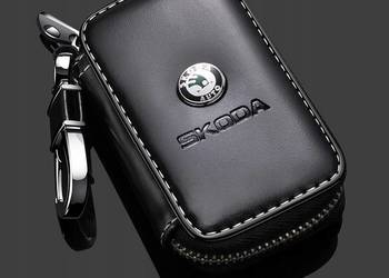 SKODA BRELOK ETUI NA KLUCZYKI SKÓRA CHROM NOWOCZESNY DESIGN