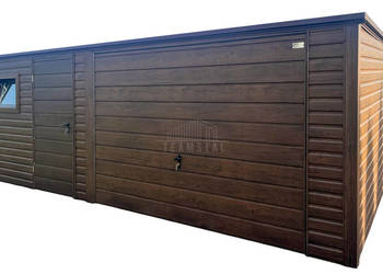 Garz blaszany 5,5x6m brama uchylna drzwi okno drewnopodobny TS1197