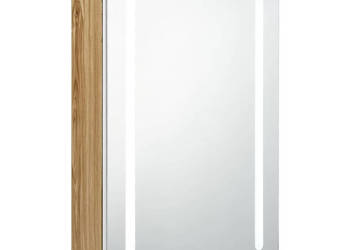 Szafka łazienkowa z lustrem i LED biało-dębowa 50x13x70 cm WM-326500