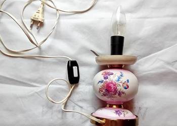Lampka nocna z porcelanową podstawą, S.P. LUMET - Poznań. PRL.
