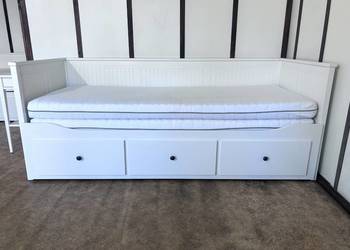 IKEA HEMNES Łóżko Leżanka z 3 szufladami, 2 materace Malfors, białe Transpo IKEA HEMNES Łóżko Leżanka z 3 szufladami, 2 materace Malfors, białe Transpo