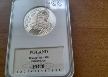 Moneta srebrna "Zygmunt III Waza popiersie" 10 zł z 1998 r.
