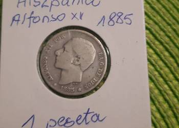 moneta srebrna Hiszpanii z 1885r
