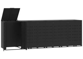 vidaXL Obudowa na 5 koszy na śmieci, czarna, 345x79x117 cm(SKU:3279980)