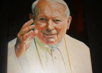obraz olejny Papież   JP   II  sygnowany