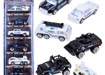 autka metalowe zestaw POLICJA 6szt resoraki ZA3505 POLICJA